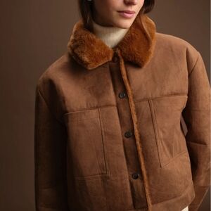 Women's Deluc "Mathew" Faux Suede Jacket In Size Medium In The Almond Color